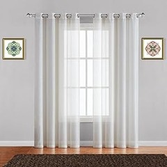 1 Extra-Wide Light Beige Sheer Patio Curtain Panel 102 x 84 Inch Long with