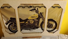 DEFECTIVE Vintage Harley Davidson 3 Piece Decorative Wall Mirror G3D