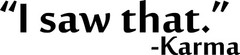 5 inch «I Saw That» – Karma Die Cut Decal Window Sticker Car Mug Quote Decor