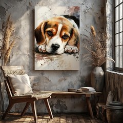 Beagle Dog Canvas Wall Art Cute Puppy Animal Print Painting Home Decor Wall Art