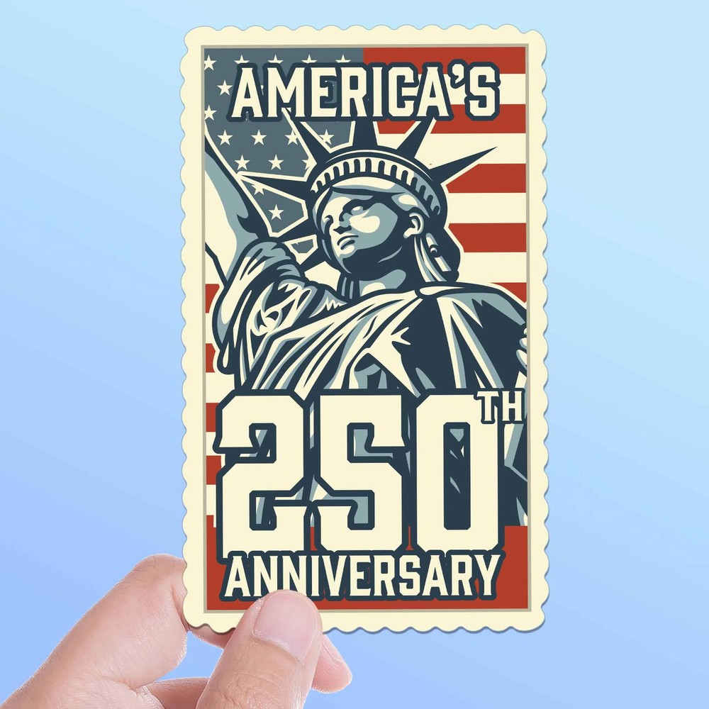 America’s 250th Anniversary Stamp Sticker – Cool Patriotic USA Decal