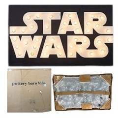 Pottery Barn Kids Star Wars Marquee Wall Art Lighted Sign 43” Black