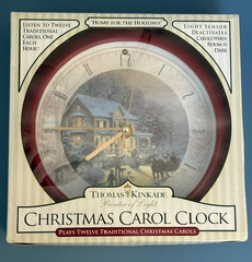 NOS 1990 Thomas Kinkade Christmas Carol Clock w/12 Traditional Xmas Carols