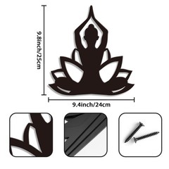 Black 9.4×9.8 Inch Metal Lotus Yoga Wall Art Minimalist Hanging Room Decor