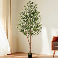 7FT Olive Tree Artificial Indoor, 84in Tall Faux Olive Tree with Pot, Fake