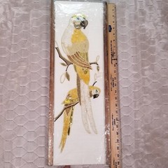 VTG MCM PQS Golden Parrot Golden Parrot Bead Art Wall Decor See Pics