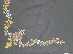 Vintage Hand Embroidered Woolen Floral Fringed Shawl 74x71cm