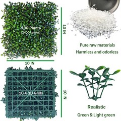 Artificial Grass Wall Panel Backdrop,10 X 10 in 8P(5.6 sqft) UV-Anti Greenery…
