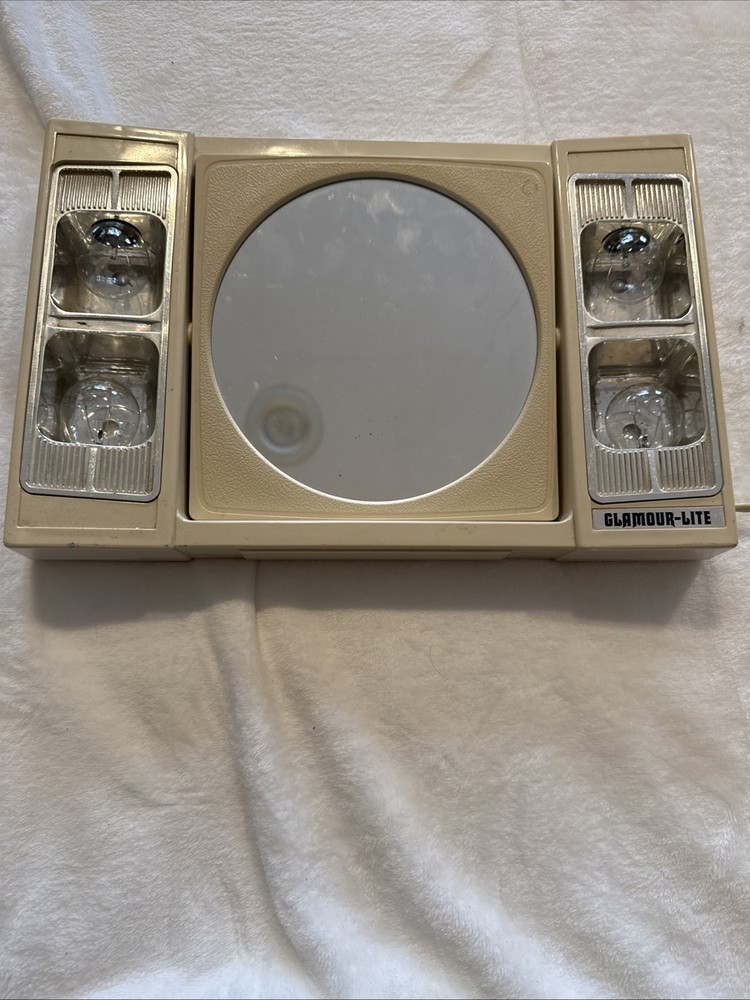 Vintage Glamour-Lite Lighted Vanity Makeup Mirror Hollywood Style Beige – Tested