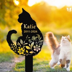 Custom Cat Memorial Stake, Personalized Grave Marker, Cat Loss Garden Gift