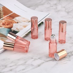 Wresty 1/6 Oz Pink Glass Roller Bottles, 6 Pack 5ml Roll On Bottles With pink