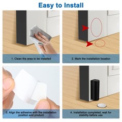 4 Pcs Magnetic Door Stopper Black Stainless Steel No Drilling Door Catch Holder