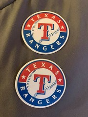 Lot of 2 TEXAS RANGERS 2 1/2″ x 2 1/2″ Team Logo Stickers FAST! FREE SHIP!