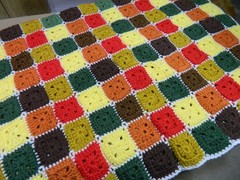 Fall Patchwork Crochet Afghan, 33 x 24, Hand Made, New and Unused