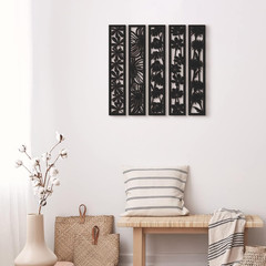 5 Pieces Wooden Wall Art Hollow Wall Decor Wood Wall Accents Themed Wood Panels