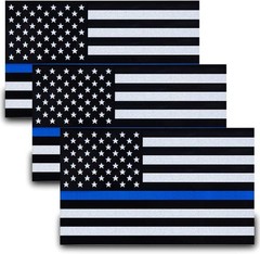 3 Pcs Calcomanías Reflectantes Bandera USA Línea Azul 5″x3″ Vinilo para Auto..