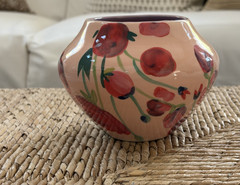 NWT Anthropologie Lizzie Pink Floral Ceramic Vase