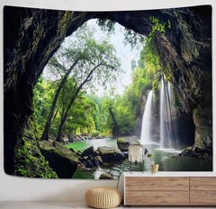 PROCIDA Mountain Cave Tapestry Forest Wall Hanging Waterfall Nature Landscape…