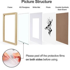 16×20 Picture Frame Matted to 11×14 Set of 2, Natural Solid Oak Wood Frame 16…