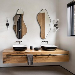 Irregular Wall Mirror, 40″x18″ Asymmetrical Mirror with Metal Frame, Modern O…