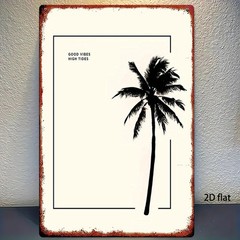 Metal Palm Tree Sign 8X12 Inches Wall Art