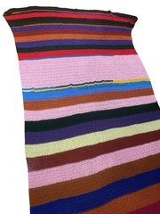 Vintage 70s Crochet Afghan Throw Blanket – Granny Stripe Multicolor Asymmetrical