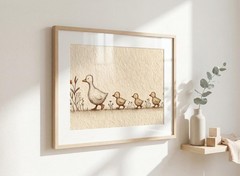 Duckling Nursery Wall Art, Mother Duck Print, Gender Neutral Baby Decor