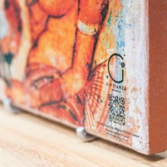 Wall Art Picture Tile- Handmade Clay Home Decor, Asian Mural Collectible Plaque