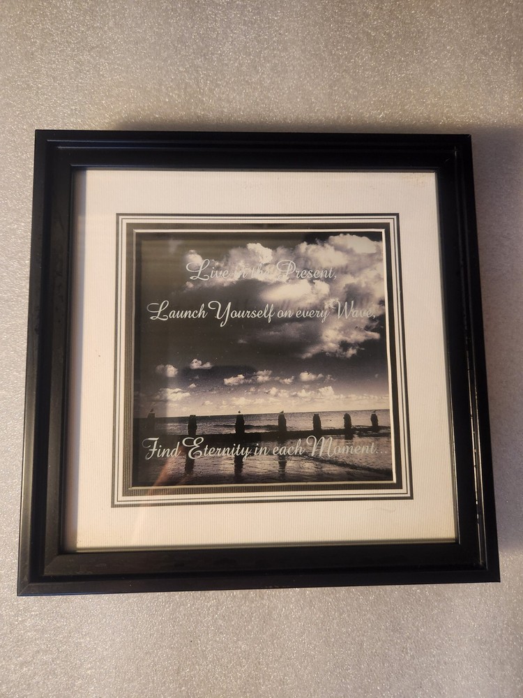 Framed Inspirational Quote 8×8 Live in the Present, Launch Yourself on every…