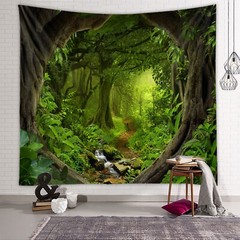 Green Plants Forest Extra Large Tapestry Wall Hanging Art Nature Background