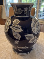 Sagebrook Home Chinoiserie Vase Blue & White 9 Inch Floral Ceramic New Open Box