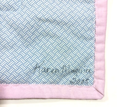 Patchwork Quilt Handmade Wall Hanging Pinwheel Star Blue Purple White Signed