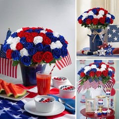Artificial Roses in Bulk for 4th July Wedding Centerpieces Home Decor 50 Pcs
