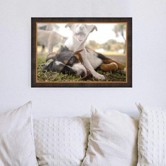 22×6 Rustic Brown with Gold Real Wood Picture Frame Width 1.25 inches | Interior