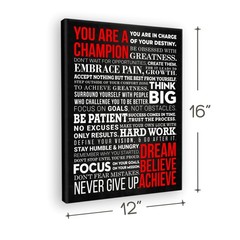 Champion’s Mantra Canvas Wall Art – Motivational Canvas Print for Bedroom, Ho…