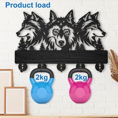 Wolf Design Wall Mount Key Holder Solid Wood Coat Rack 11.8×7.9 Inch 5 PCS