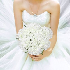 EZFLOWERY 5 Pcs Artificial Silk Hydrangea Flowers 18» Bouquet Arrangement White
