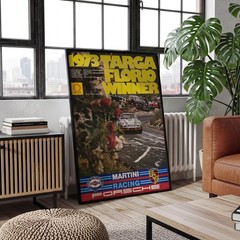Porsche 911 Carrera RSR Poster Wall Art 1973 Targa Florio Canvas Martini Racing