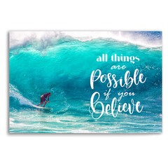 Surfer Canvas Art Print Believe – With or Without Message. 4 Sizes.