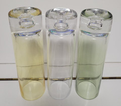 3 KROSNO CYLINDER VASES THICK BOTTOMS WITH BUBBLE YELLOW CLEAR GREEN 8 INCHES