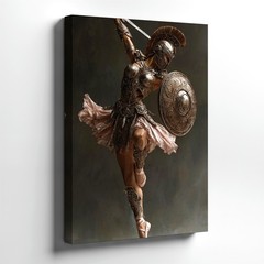 Wall Art Warrior Ballerina Armor Shield Sword Fantasy Canvas Print Poster Print