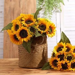 Artificial Sunflower Flowers Long Stem Silk Fake Large Sunflowers Decoration …