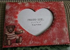 3 Red PR GN 7X5 Cardboard Picture Frames Heartshape Photo Decorative Fits 3.5×5″