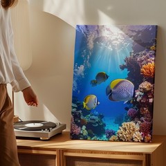 Tropical Fish & Coral Reef Canvasserene Underwater Ocean Art Wall Art
