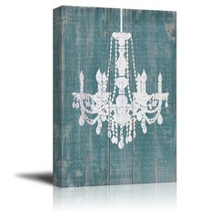 wall26 – Canvas – Chandelier Painted on Rustic Wood Texture Background – 24″x36″