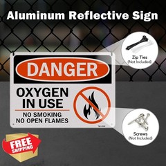 TandR Oxygen In Use Sign 10×7″ 4pk Reflective