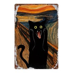 «The Scream» Black Cat Print Abstract Art Decor