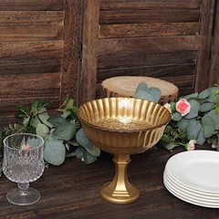 Gold 7 in Metal Compote VASE Roman Style Flower Pedestal Pot Party Decorations