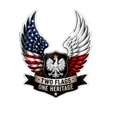 Two Flags One Heritage Hard Hat Sticker | Polish American Wings UV DTF Decal |