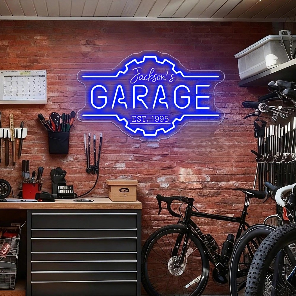 Custom Garage Name Neon Sign Personalized Name Modern Garage LED Wall Decor